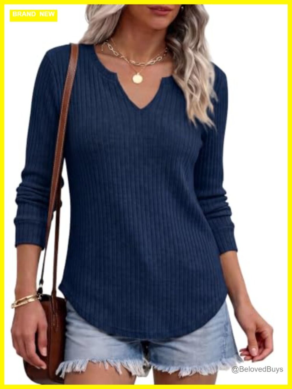 Womens Long Sleeve V Neck Tunic Top Lightweight Pullover Sweater